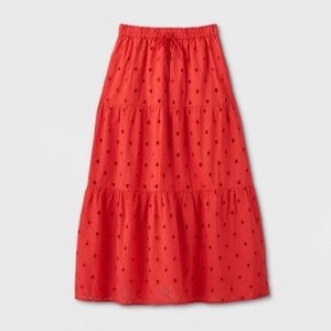 NWT Red Tiered Eyelet A New Day Skirt 1X